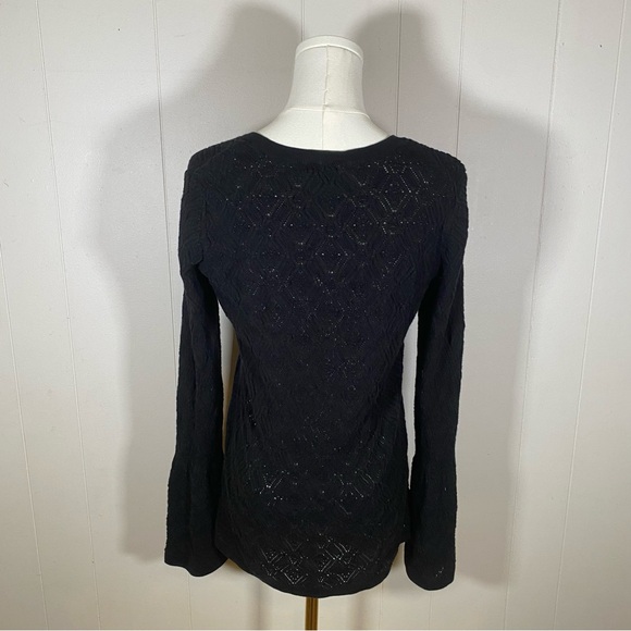 Talbots crochet bell sleeves V-neck top hippie bohemian whimsigoth size medium - Picture 3 of 9